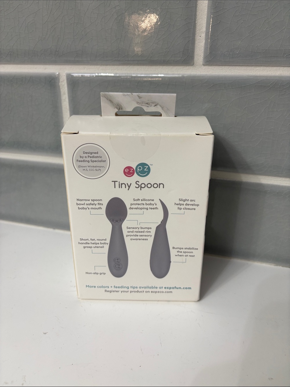ezpz Tiny Spoon is a 100% silicone infant training spoon - Picture 2 of 4